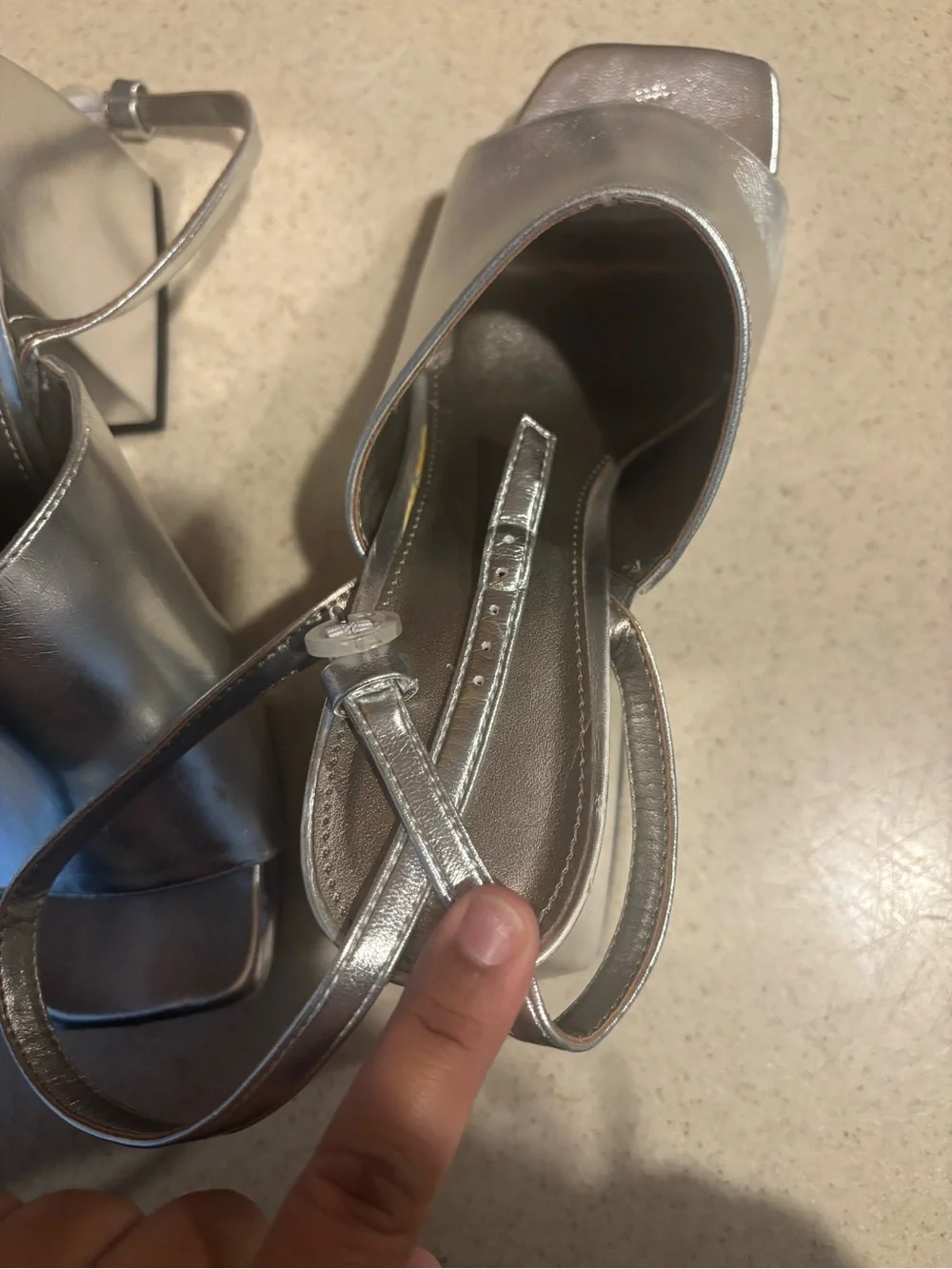 Women's Silver Metallic Open-Toe Platform Slingback Sandals